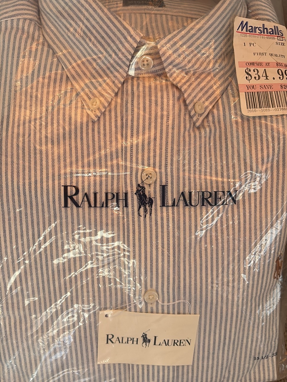 Ralph Lauren Yarmouth Men’s Navy and White Pinstripe Button-Down Shirt